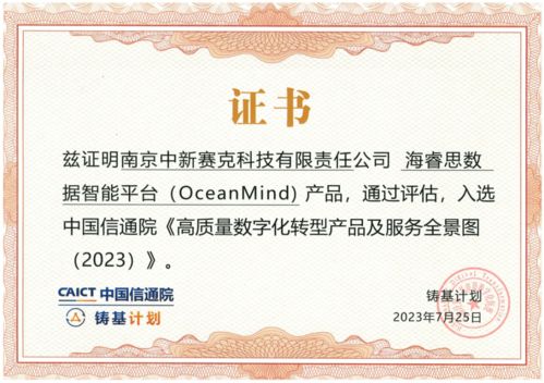 oceanmind海睿思入选中国信通院 高质量数字化转型产品及服务全景图